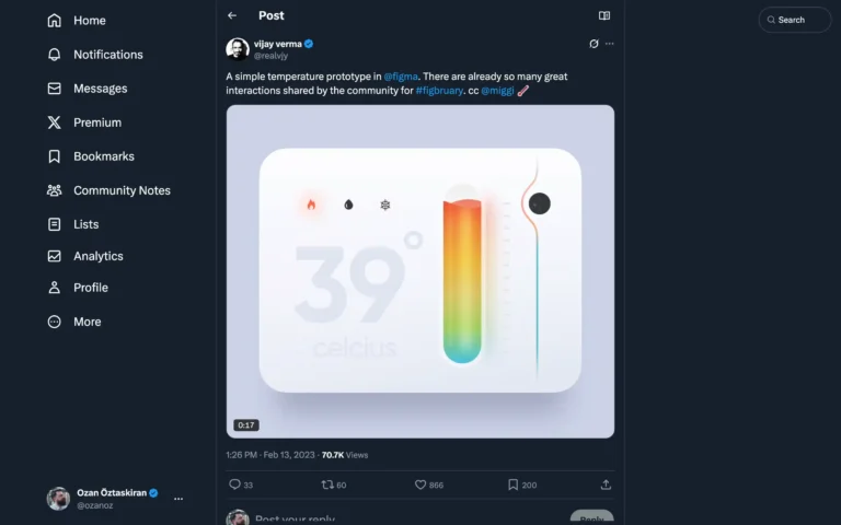 A simple temperature prototype in Figma