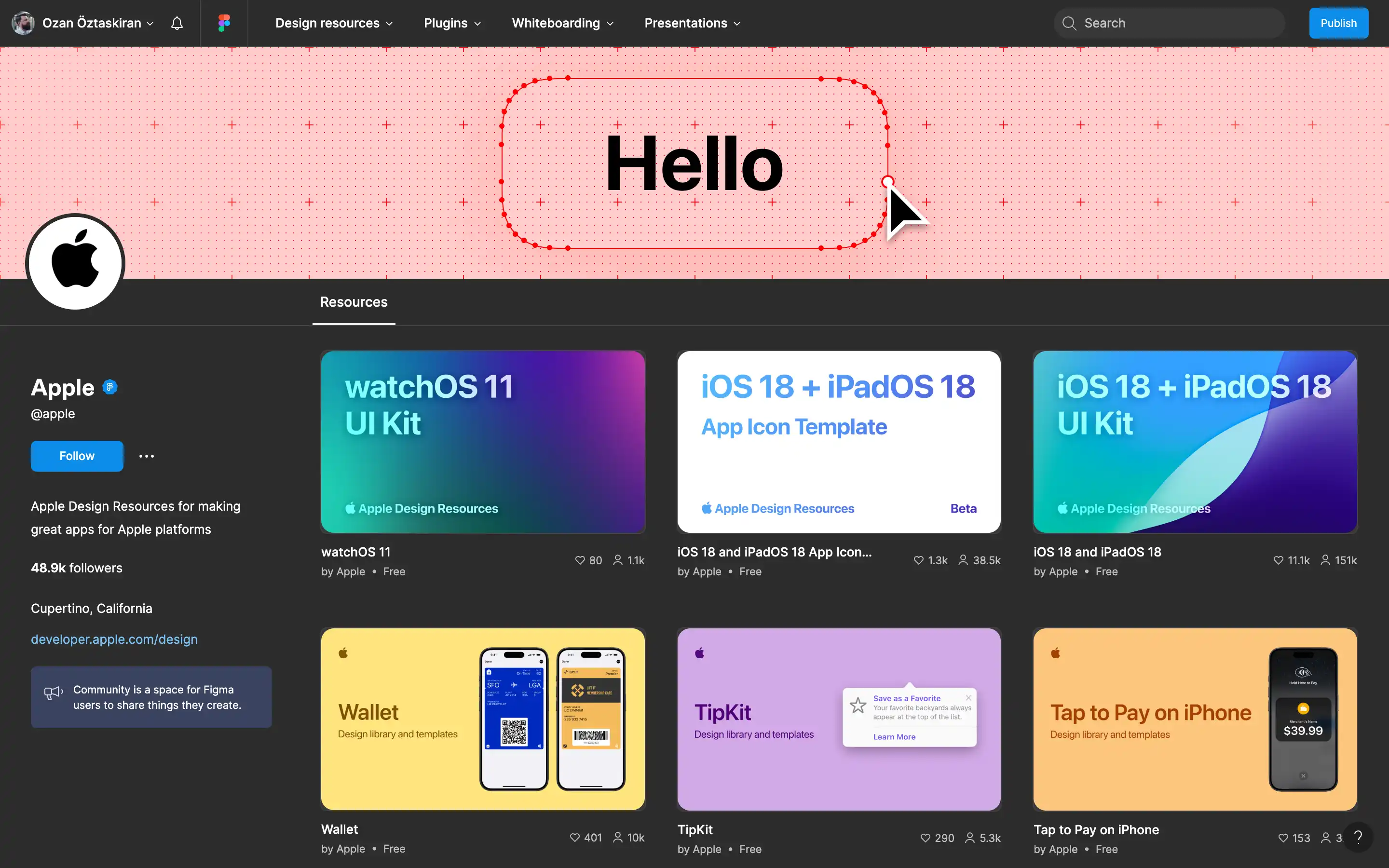 Apple design resources on Figma website