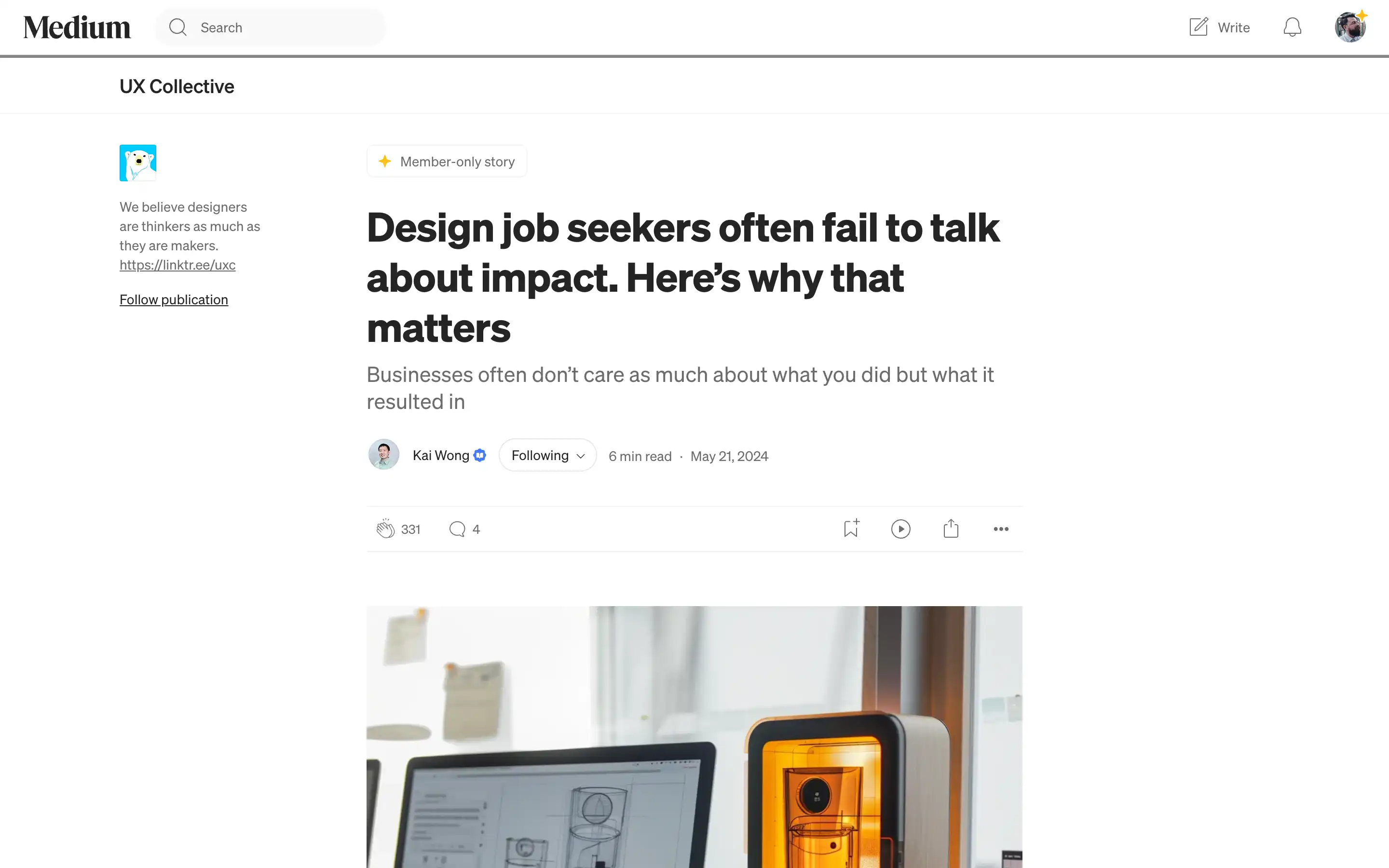 Article on design job seekers and impact importance