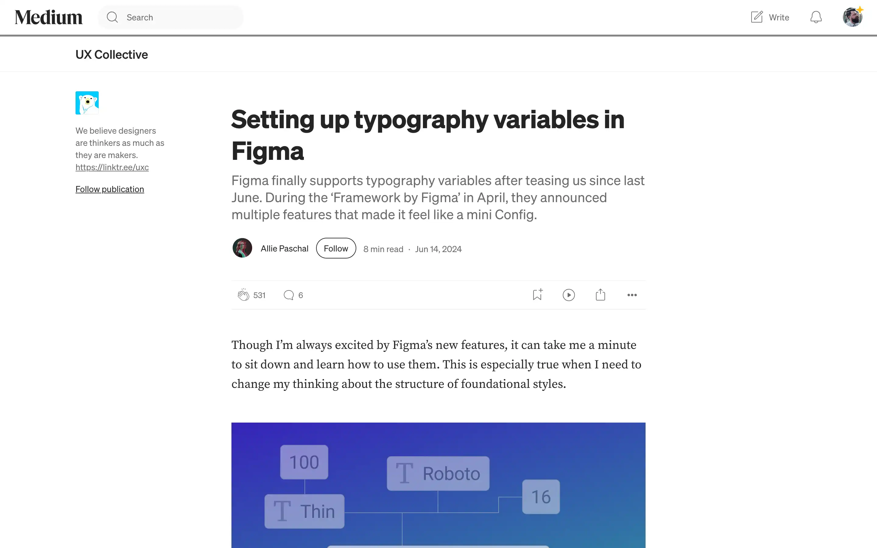 Figma typography variables article on Medium