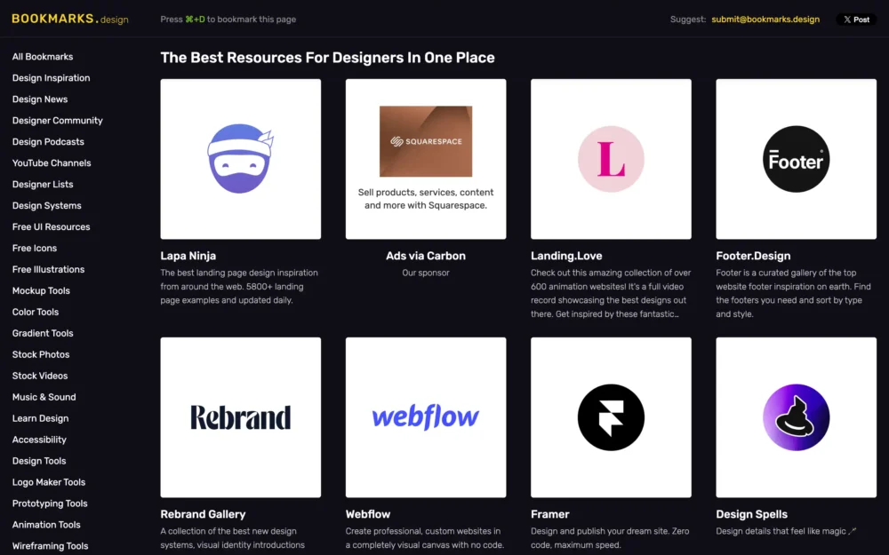 bookmarks.design – The best resources for designers in one place