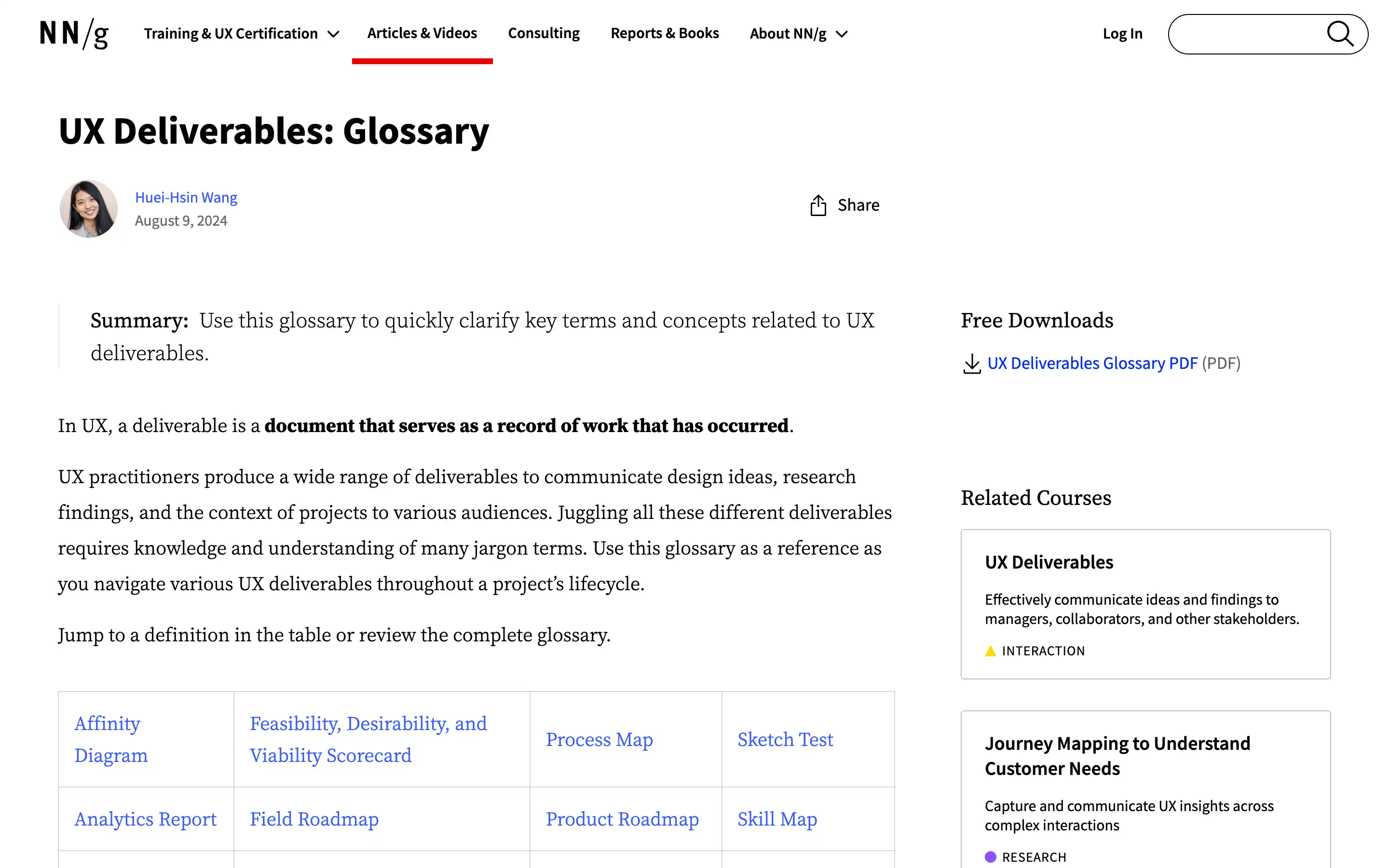 UX glossary for deliverables, terms, and concepts.