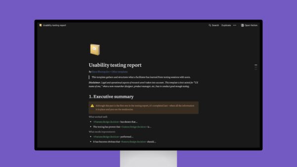 Usability testing report – Notion template