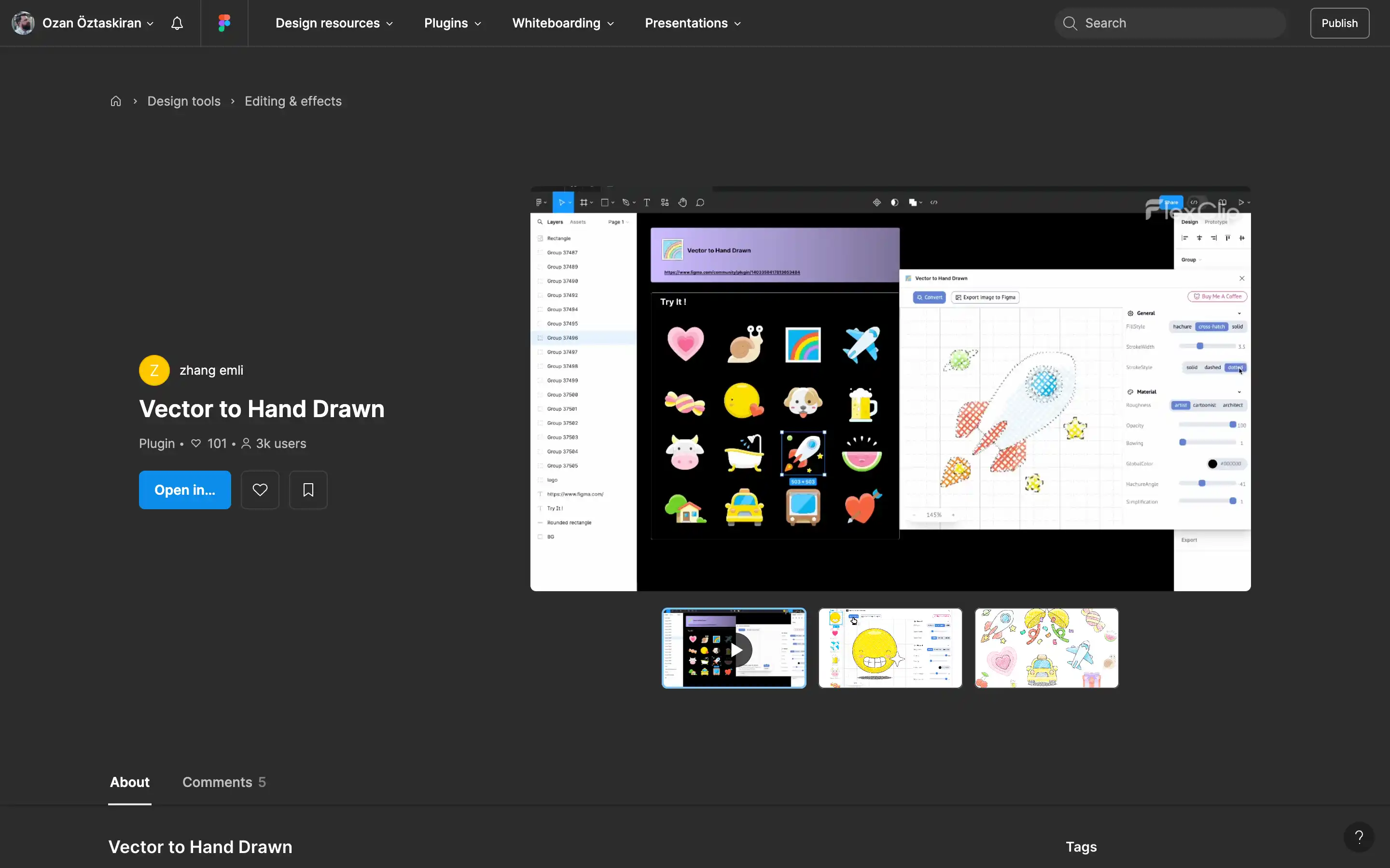 Figma plugin transforms vector graphics to hand-drawn style.