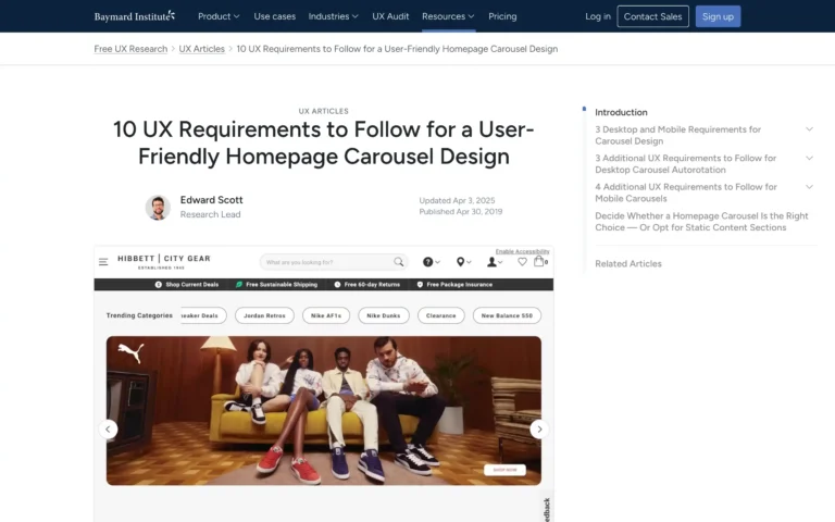 10 UX Requirements for Homepage Carousels – Baymard