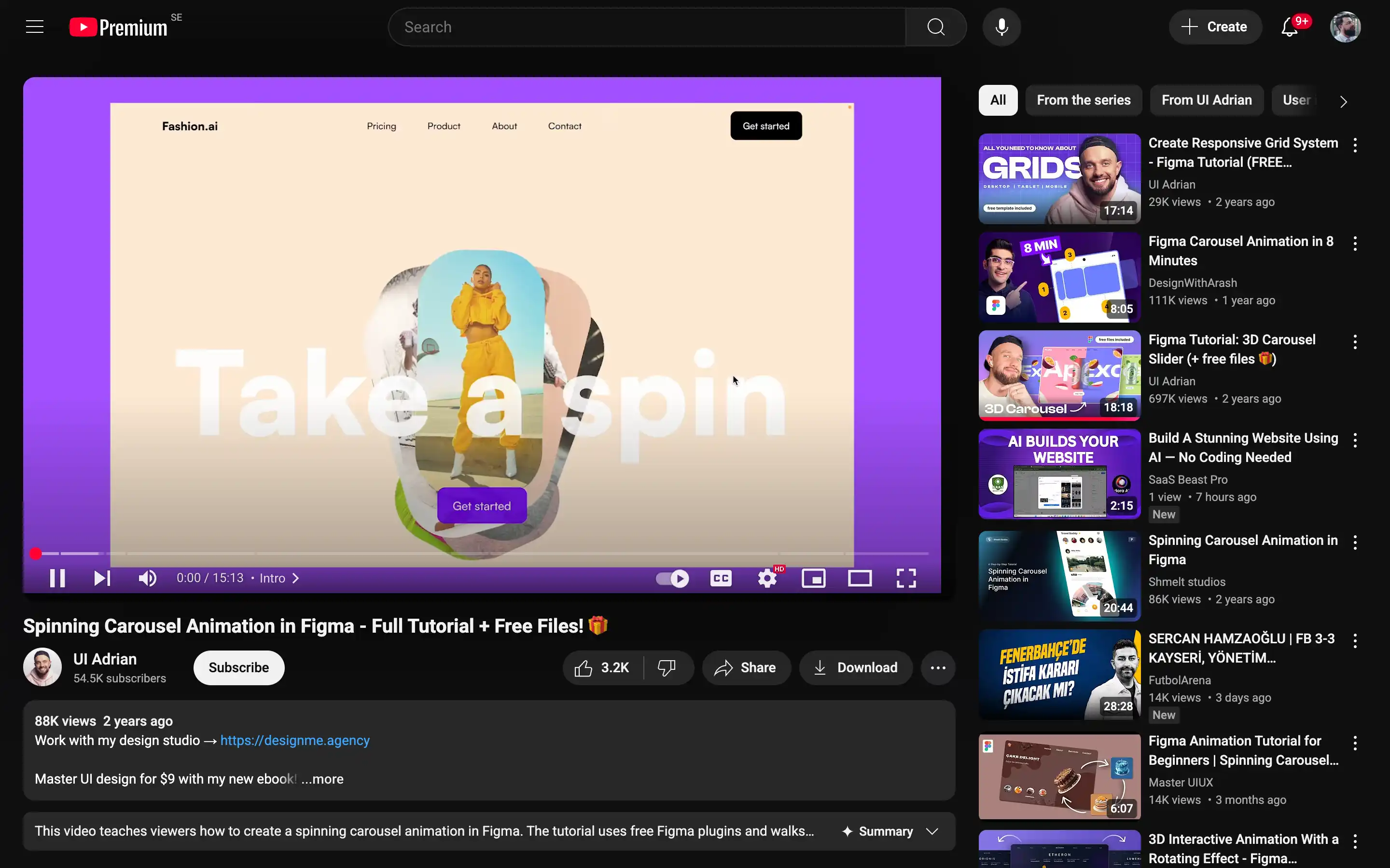 Figma carousel animation tutorial video screenshot