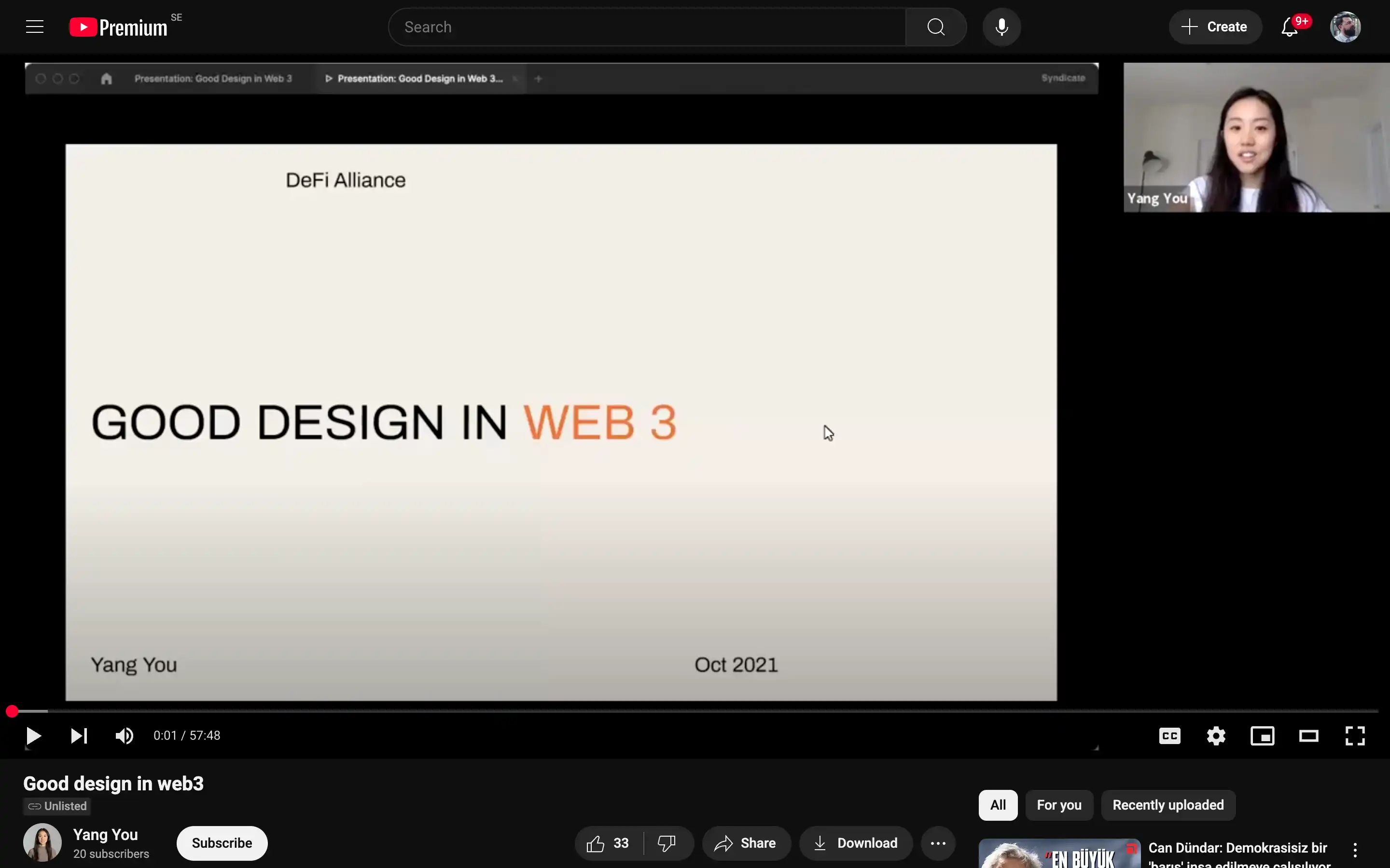 Web 3 design presentation slide and speaker view
