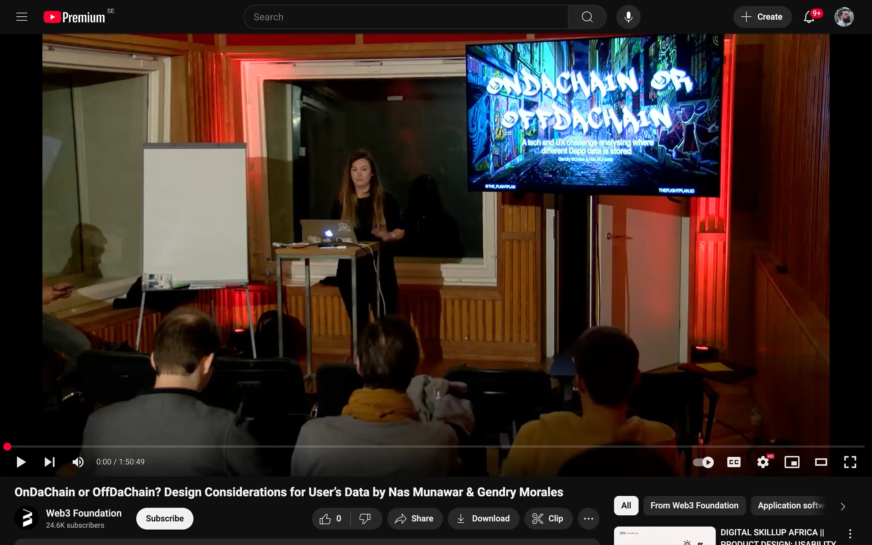 Speaker presenting 'OnDaChain or OffDaChain' workshop.