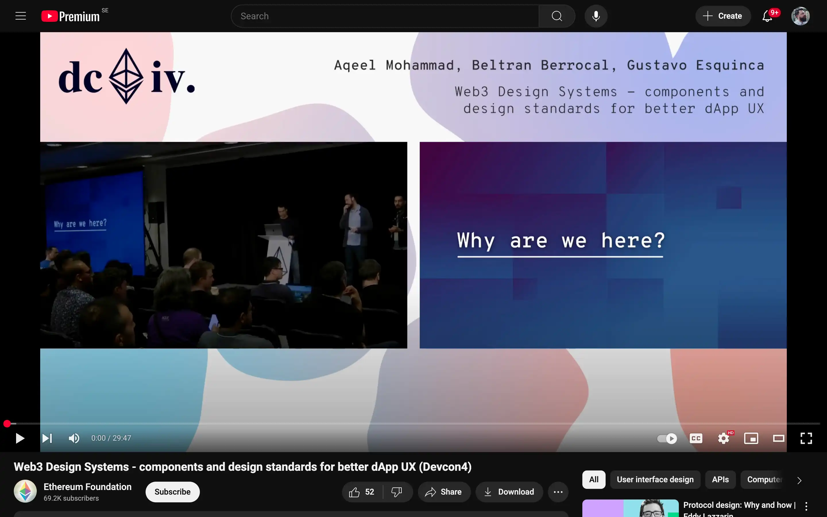Web3 design systems presentation at Devcon4.