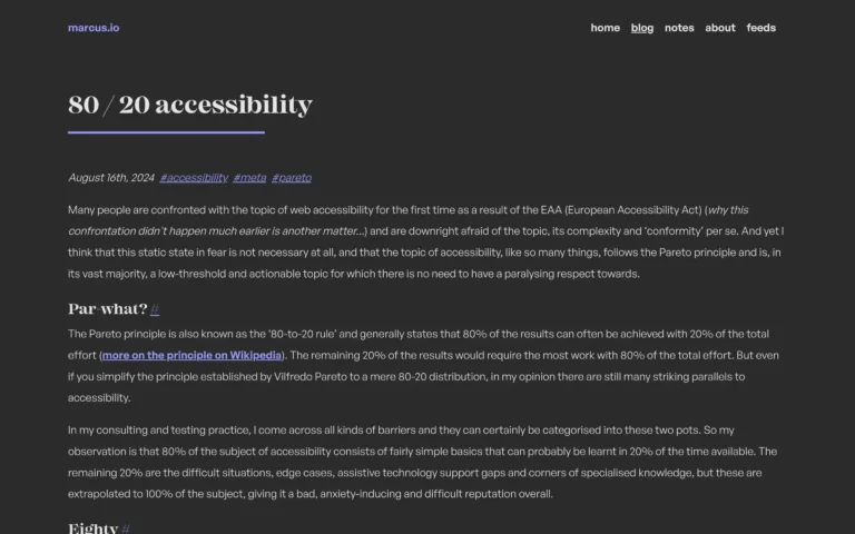 80 / 20 accessibility