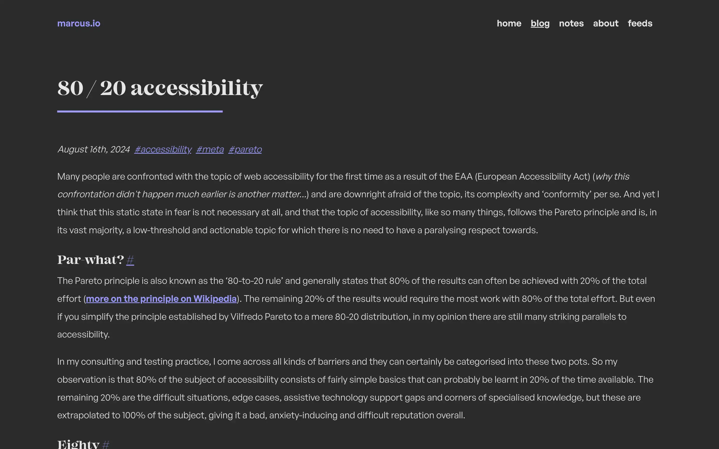80/20 accessibility rule explained in web context