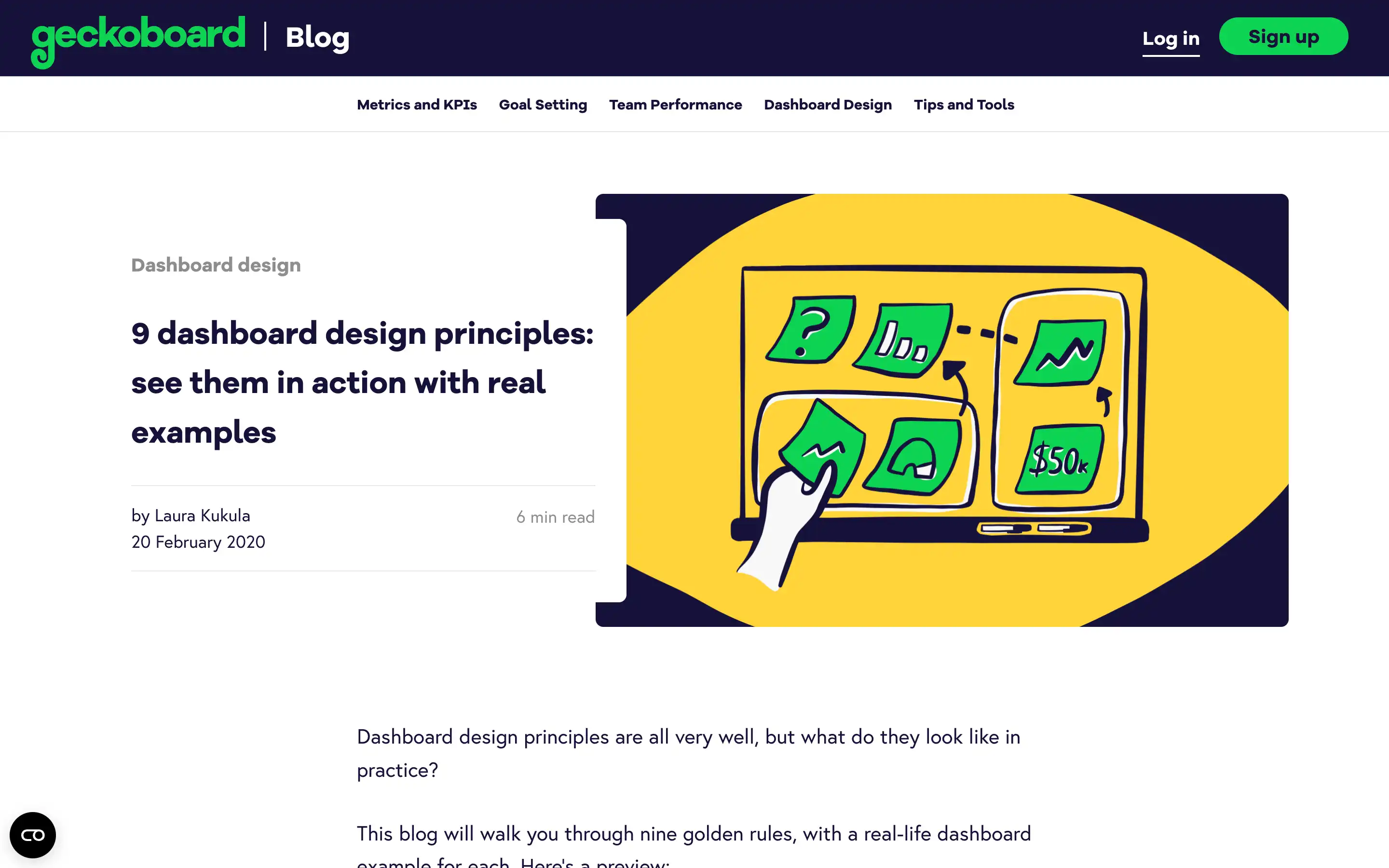 Illustration of dashboard design principles in action.