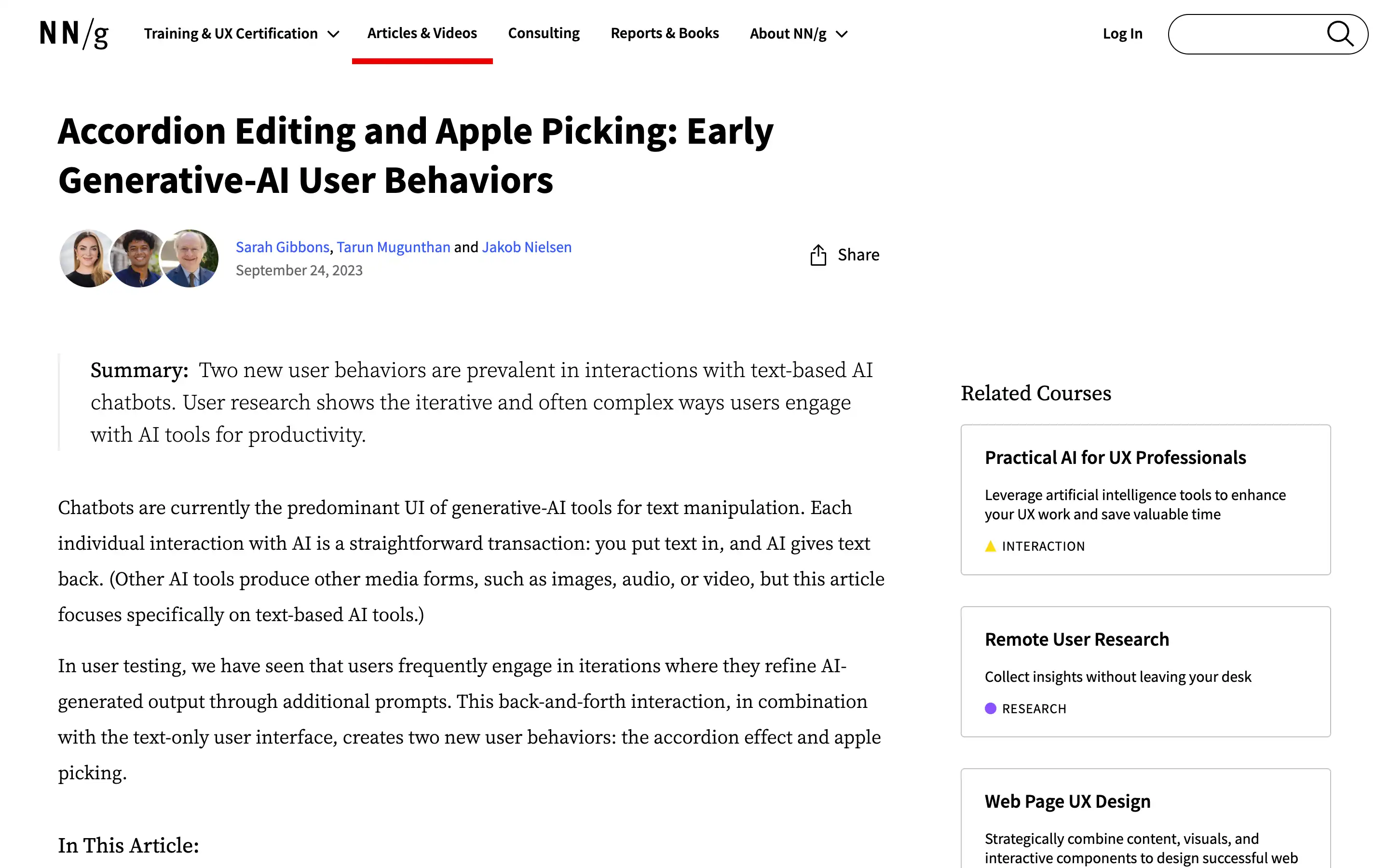 Accordion and apple picking AI user behaviors article.