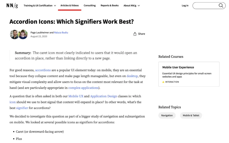 Accordion Icons: Which Signifiers Work Best?