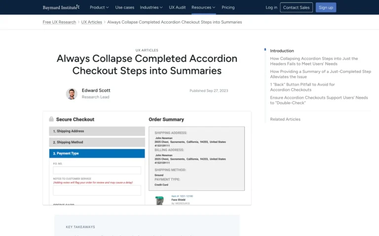 Always Collapse Completed Accordion Checkout Steps into Summaries