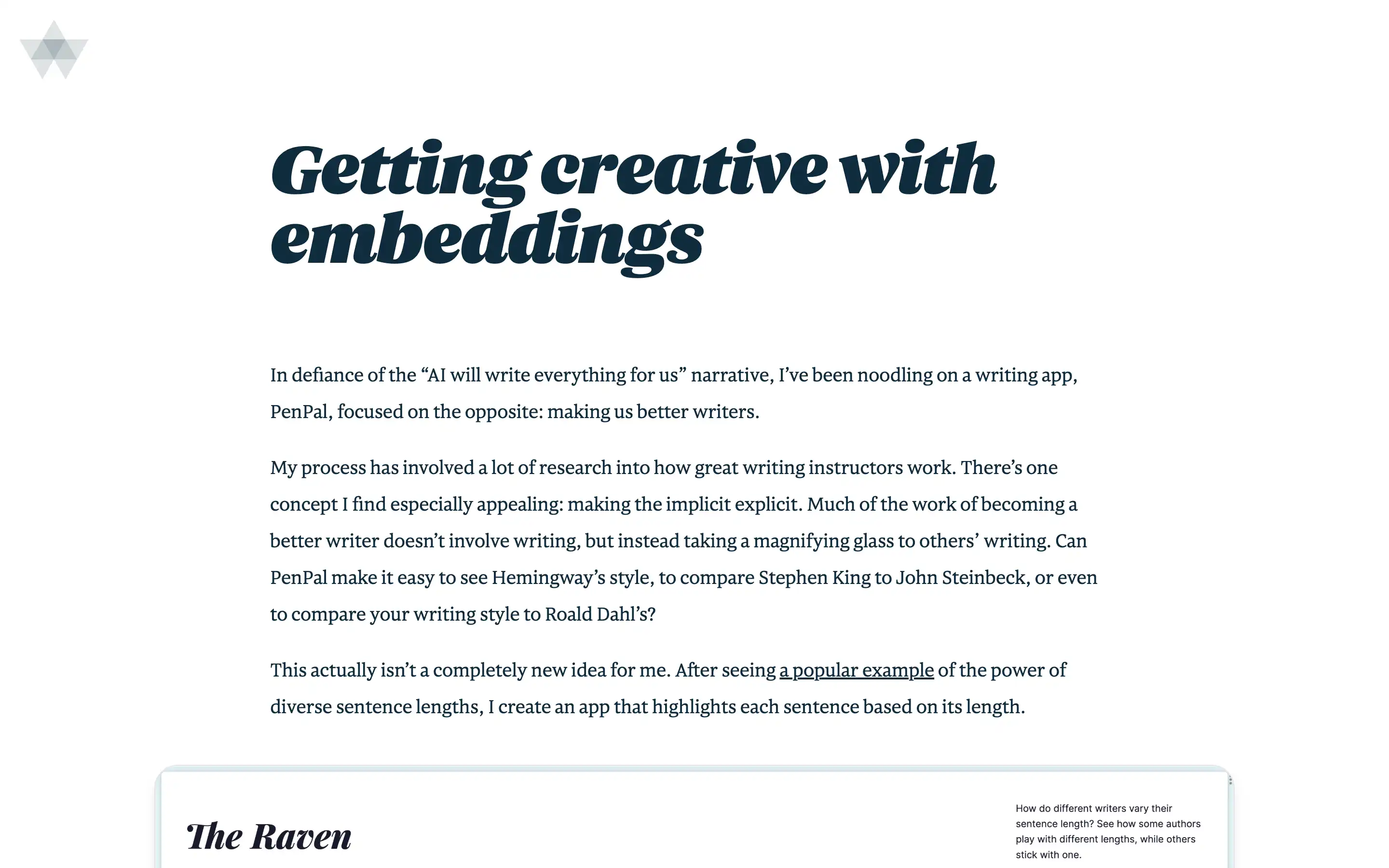 Creative writing with embeddings for better writing skills.