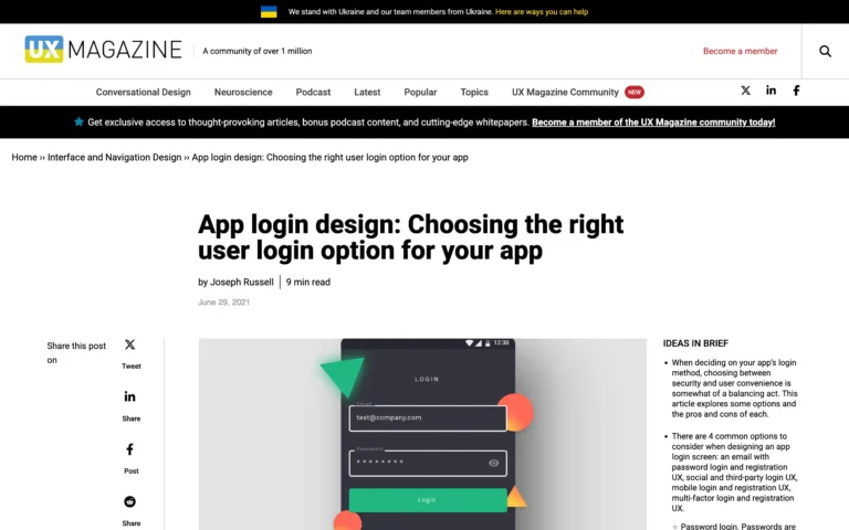 App login design: Choosing the right user login option for your app