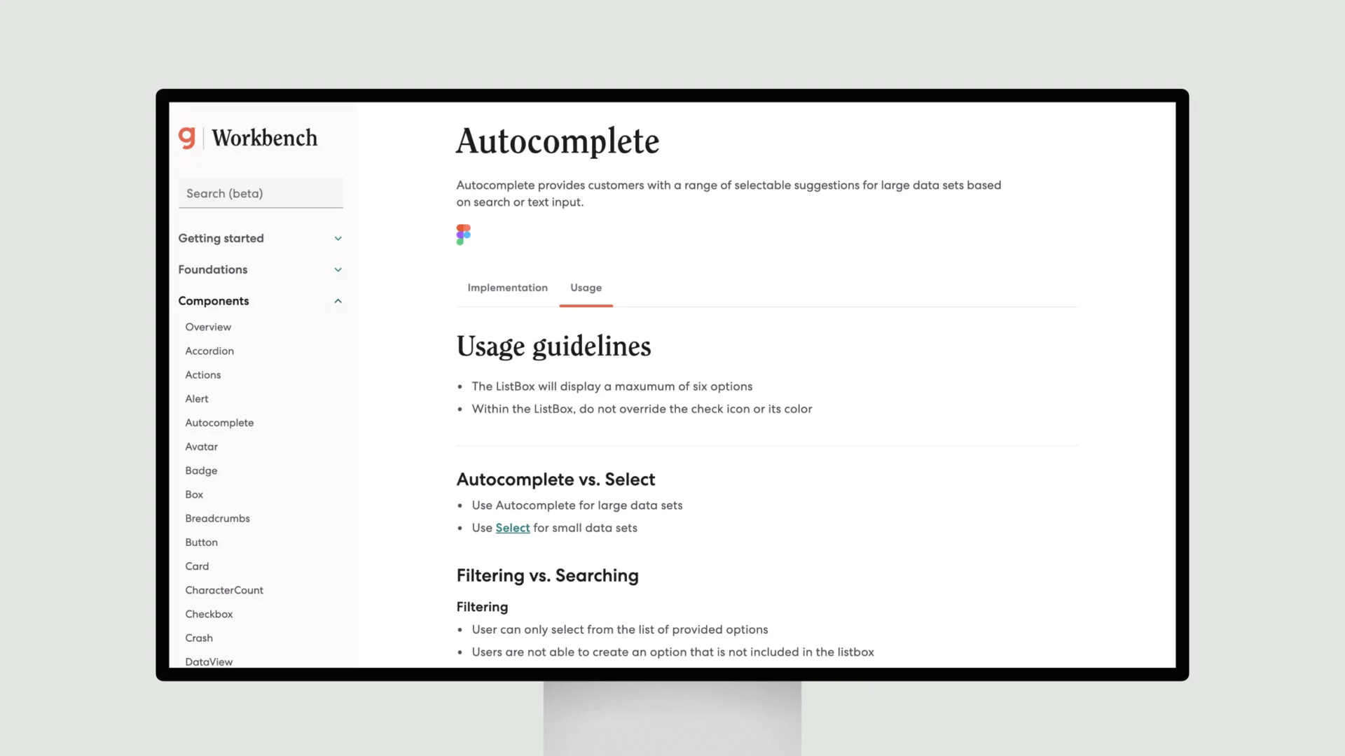 Workbench Design System – Autocomplete