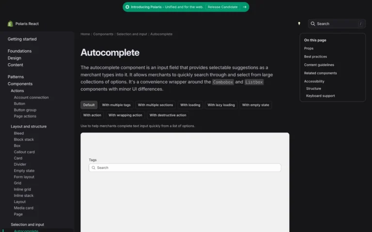 Polaris Design System – Autocomplete