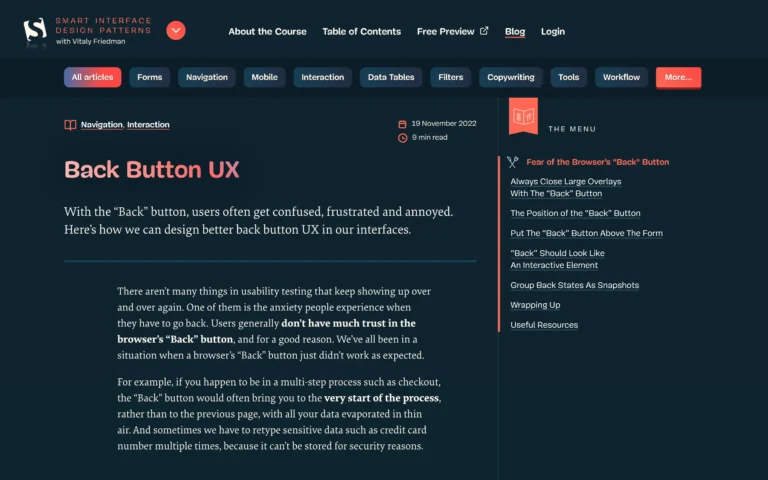 Back Button UX