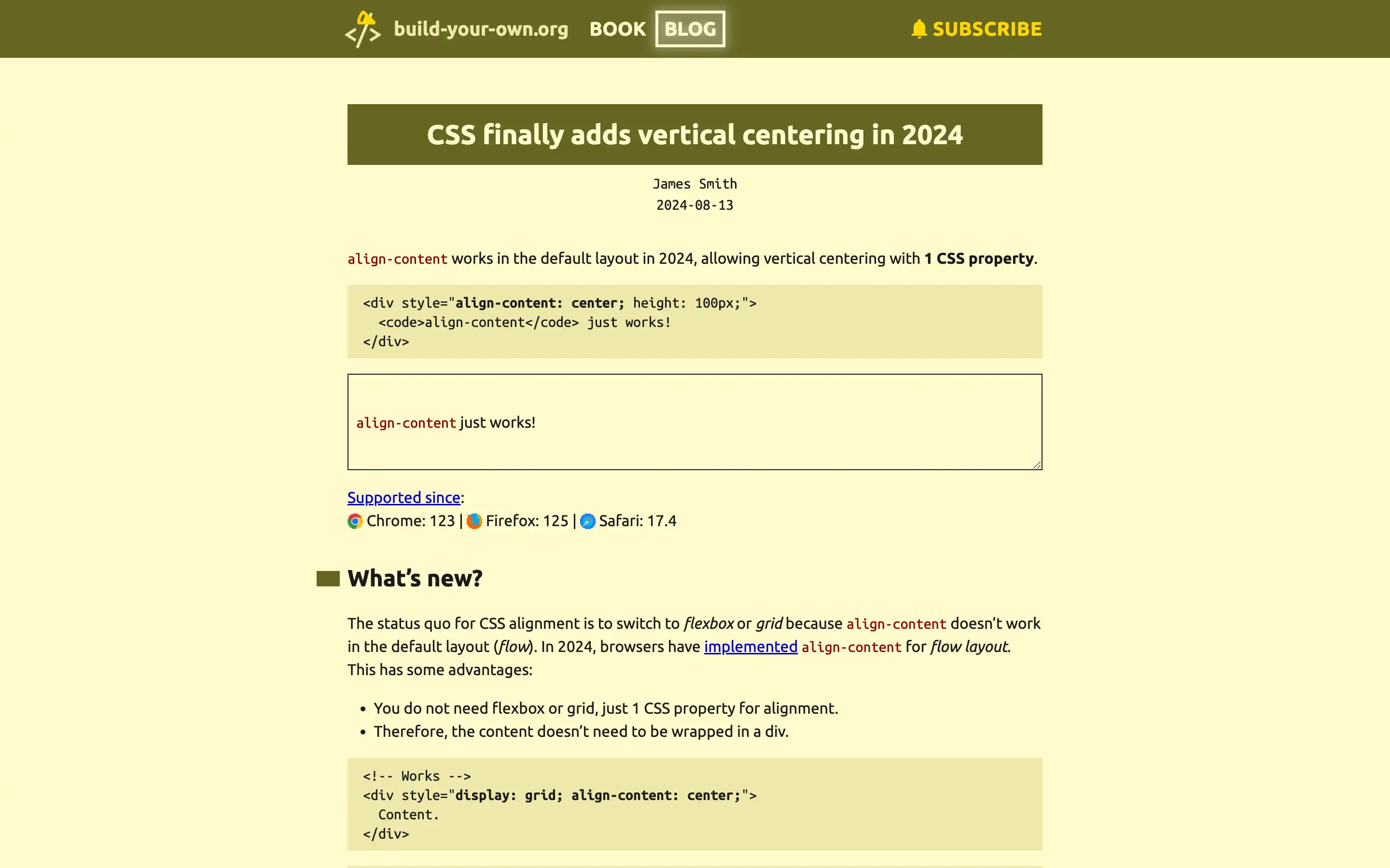 CSS adds vertical centering with align-content 2024.