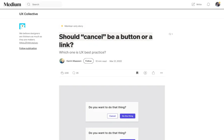 Should “cancel” be a button or a link?