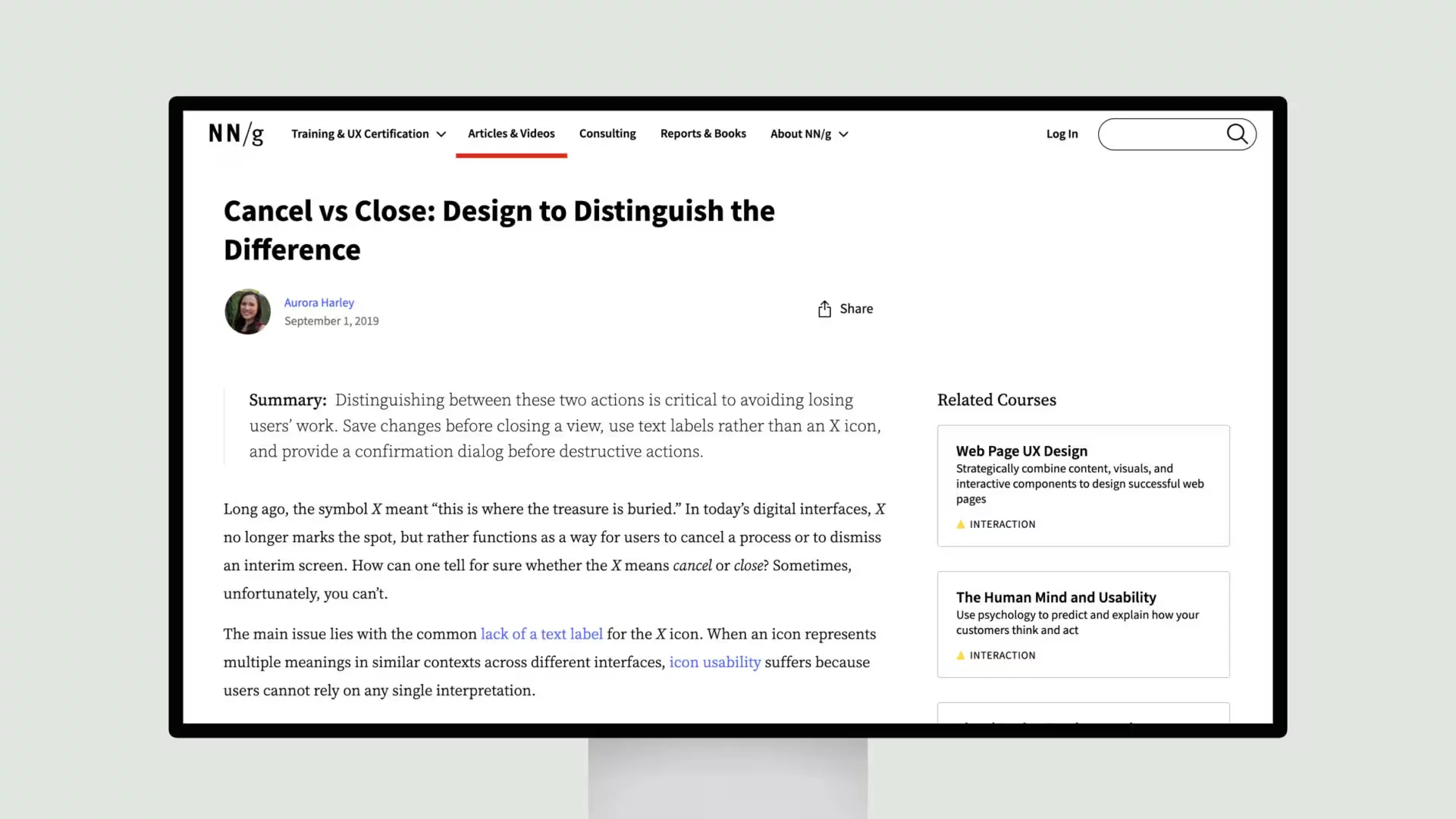 Cancel vs Close: Design to Distinguish the Difference