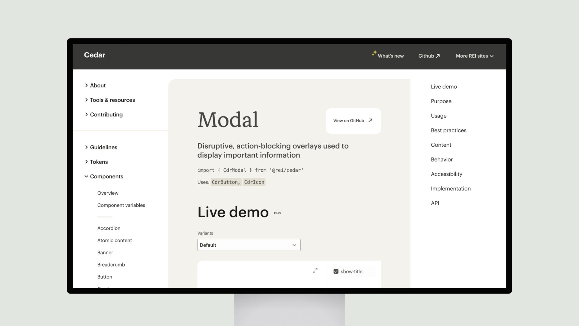 Cedar Design System – Modal