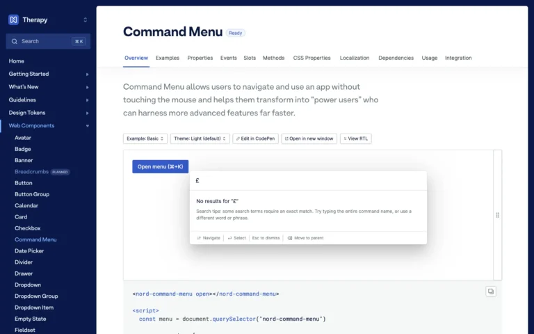Nord Design System – Command Menu