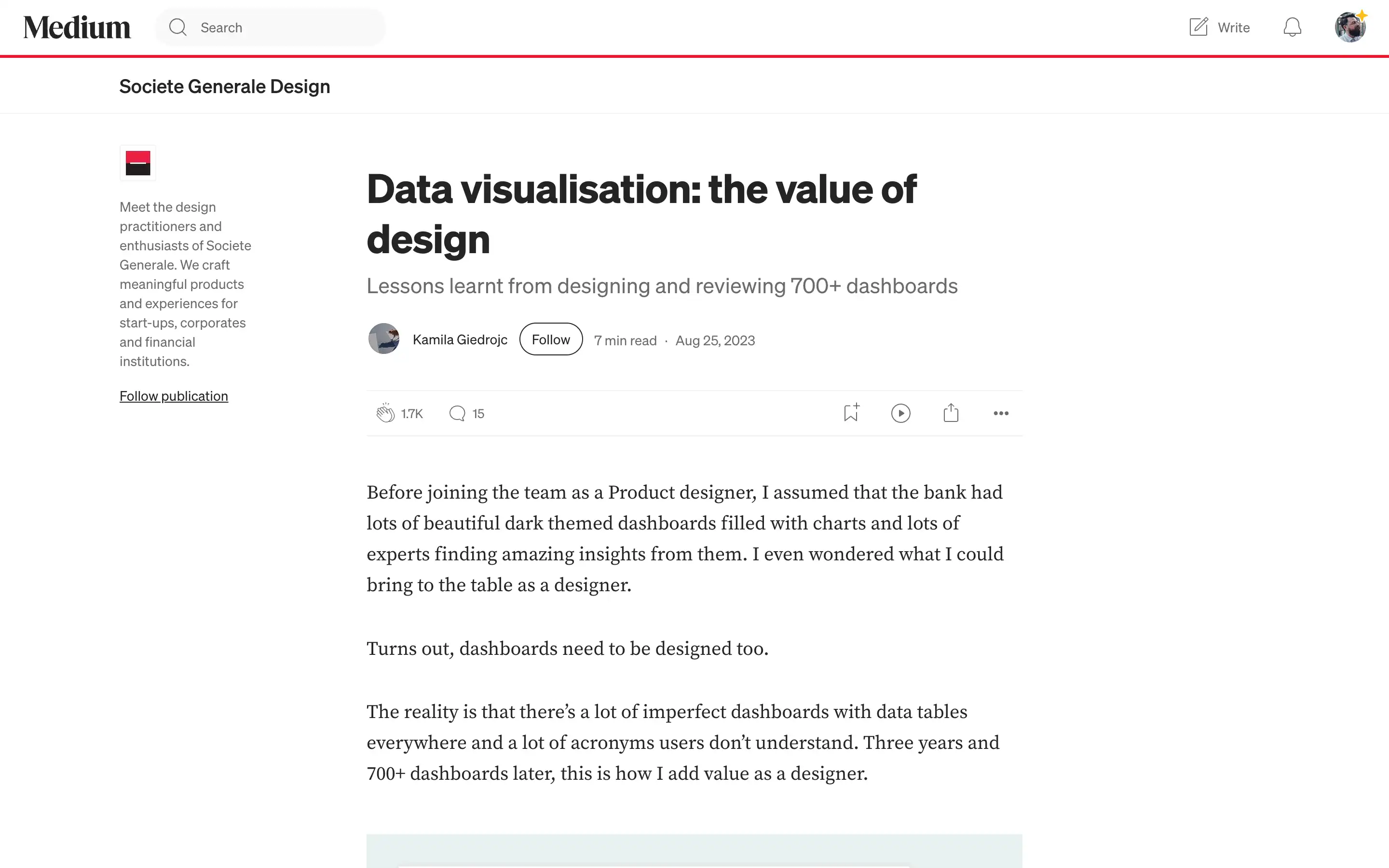Medium article on data visualization design