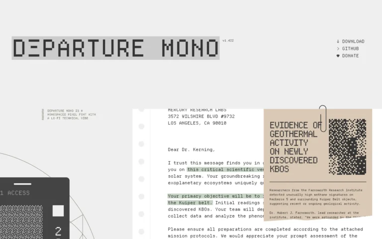 Departure Mono – A Monospaced Pixel Font with A Lo-Fi Technical Vibe
