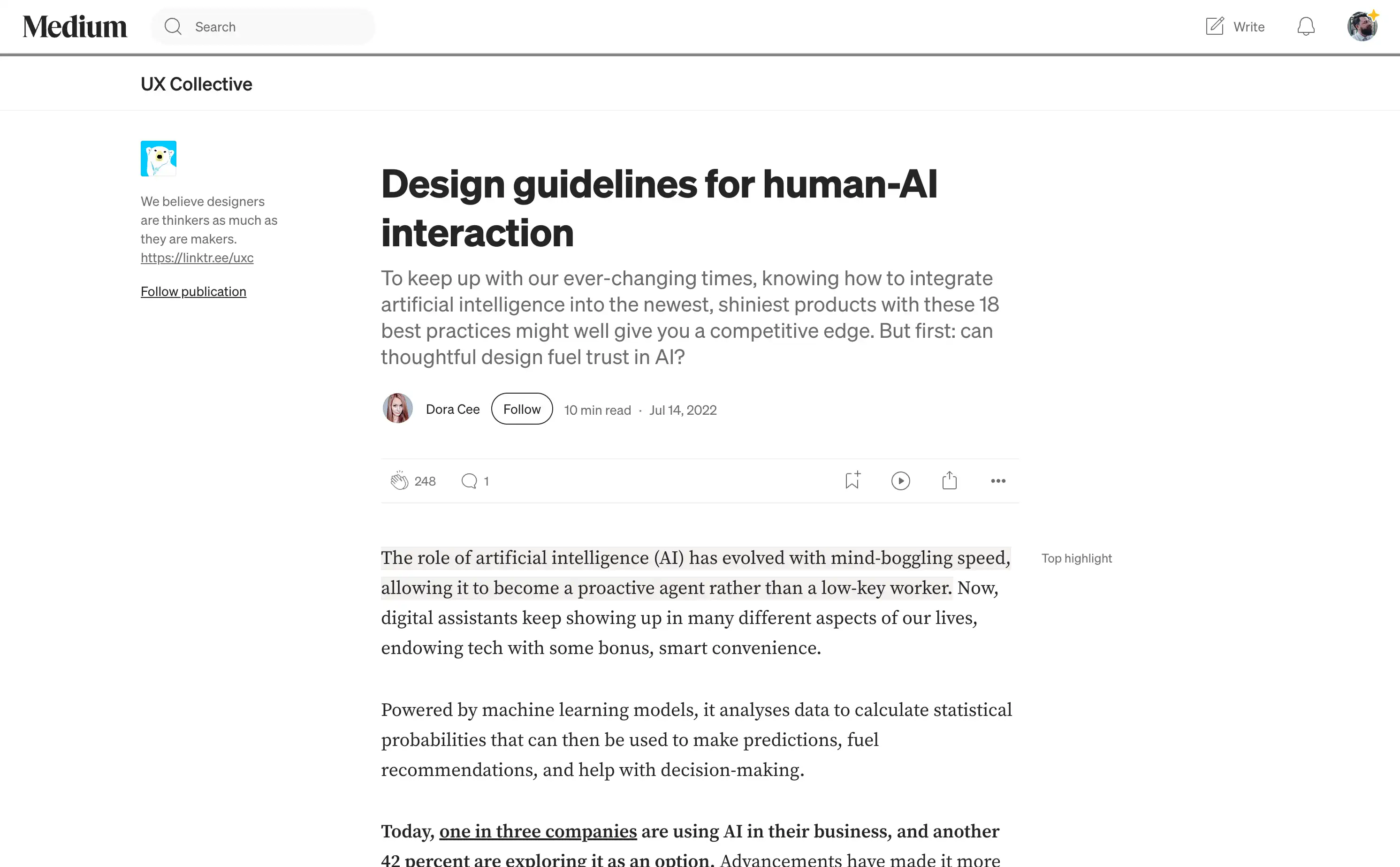 Design guidelines for human-AI interaction article