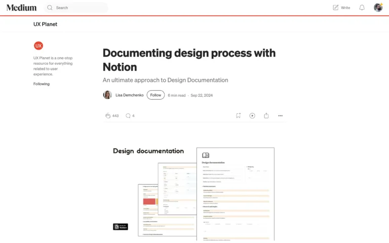 Documenting design process with Notion