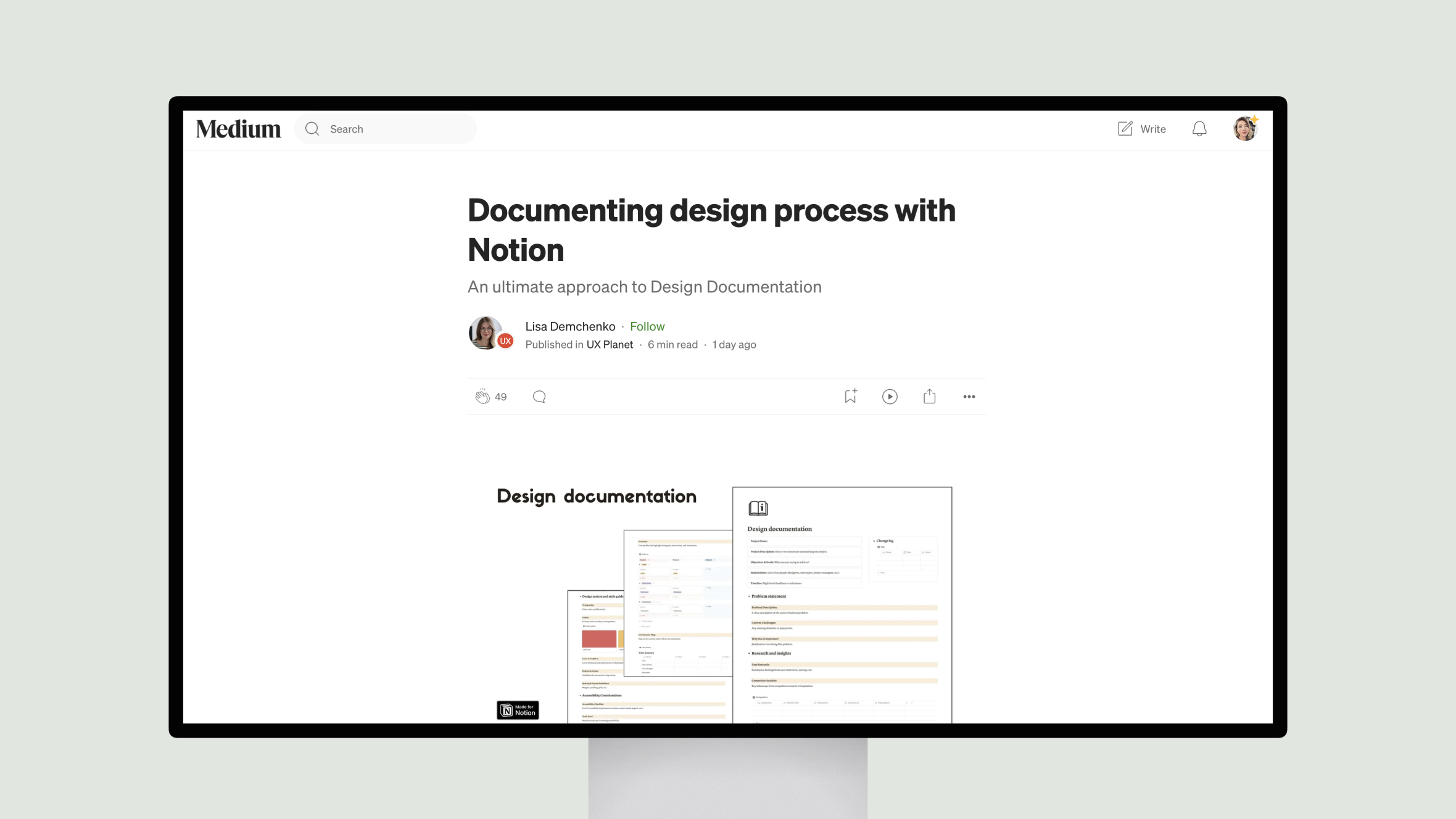 Documenting design process with Notion