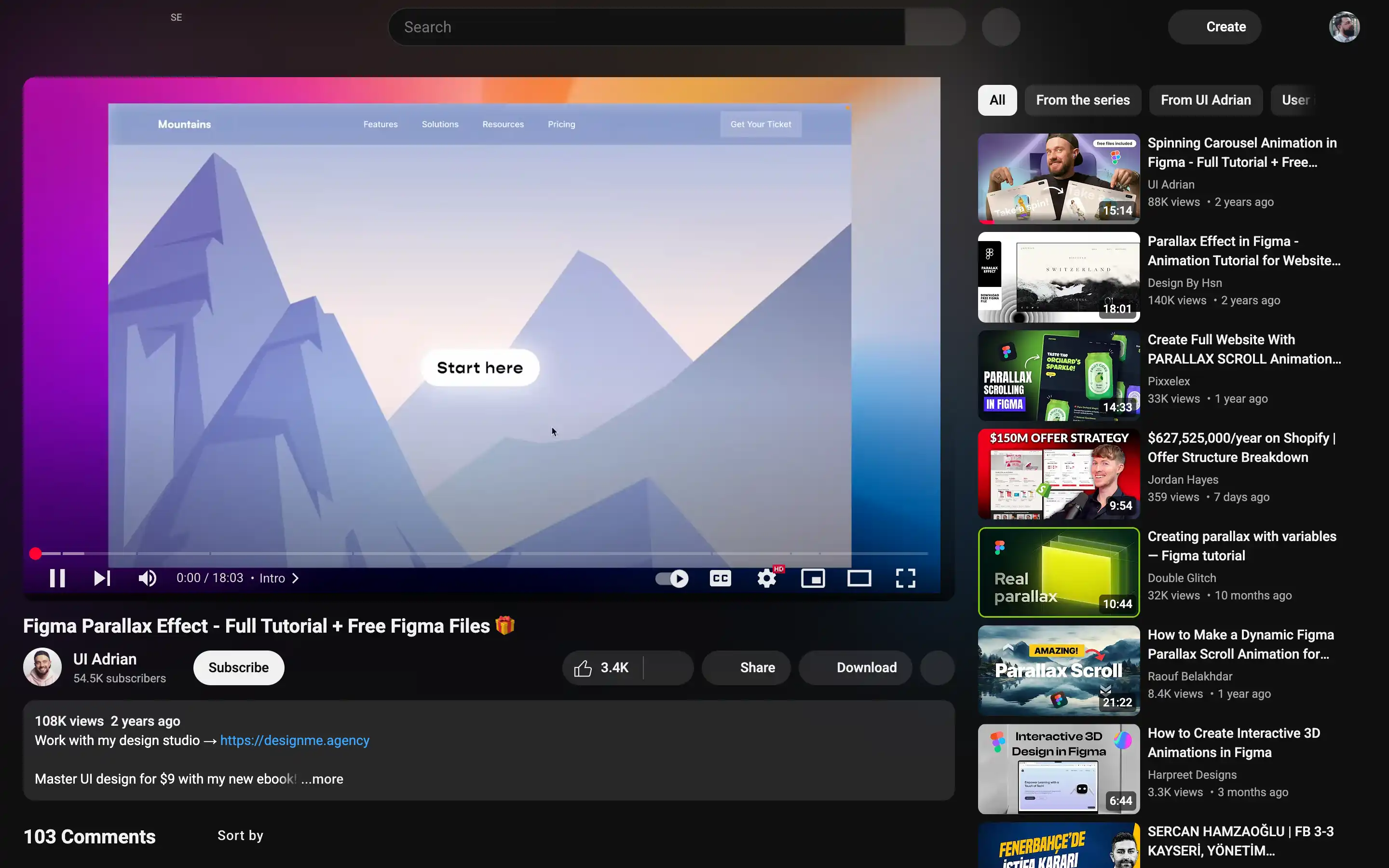 Video tutorial on creating parallax effects in Figma.