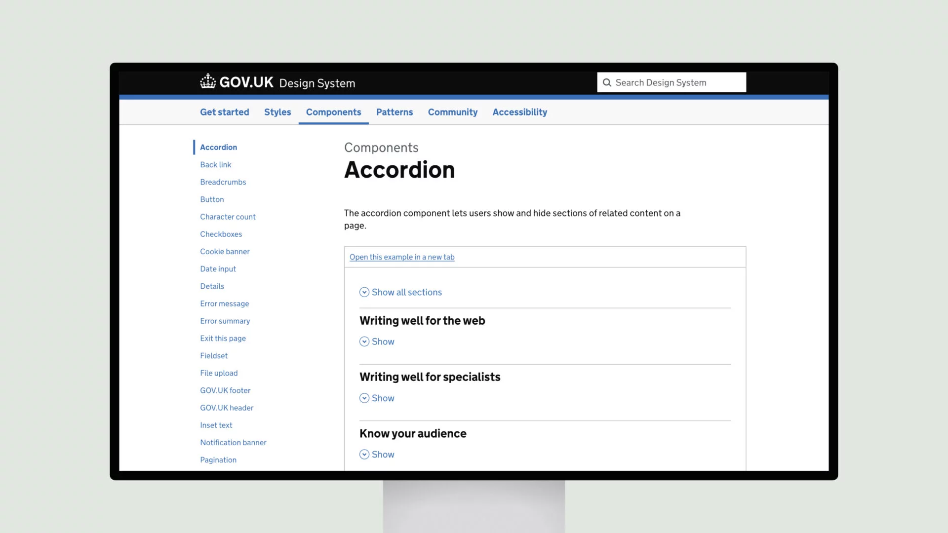 GOV.UK Design System – Accordion