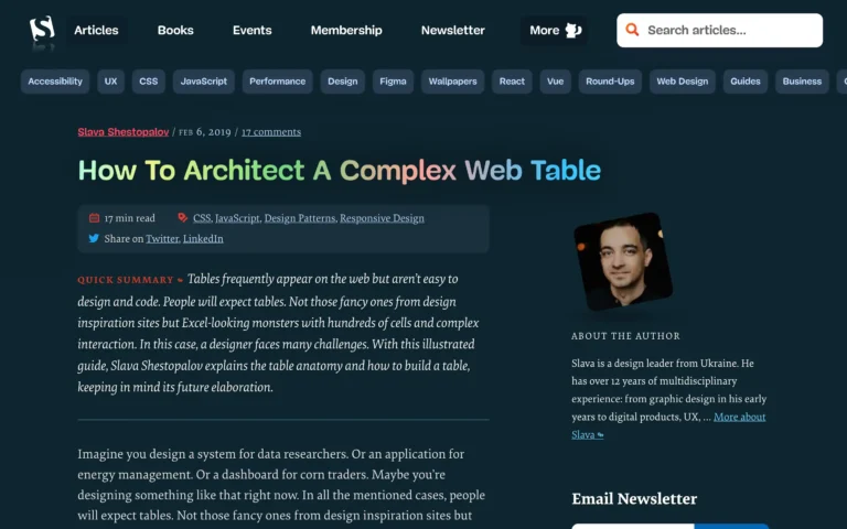 How To Architect A Complex Web Table