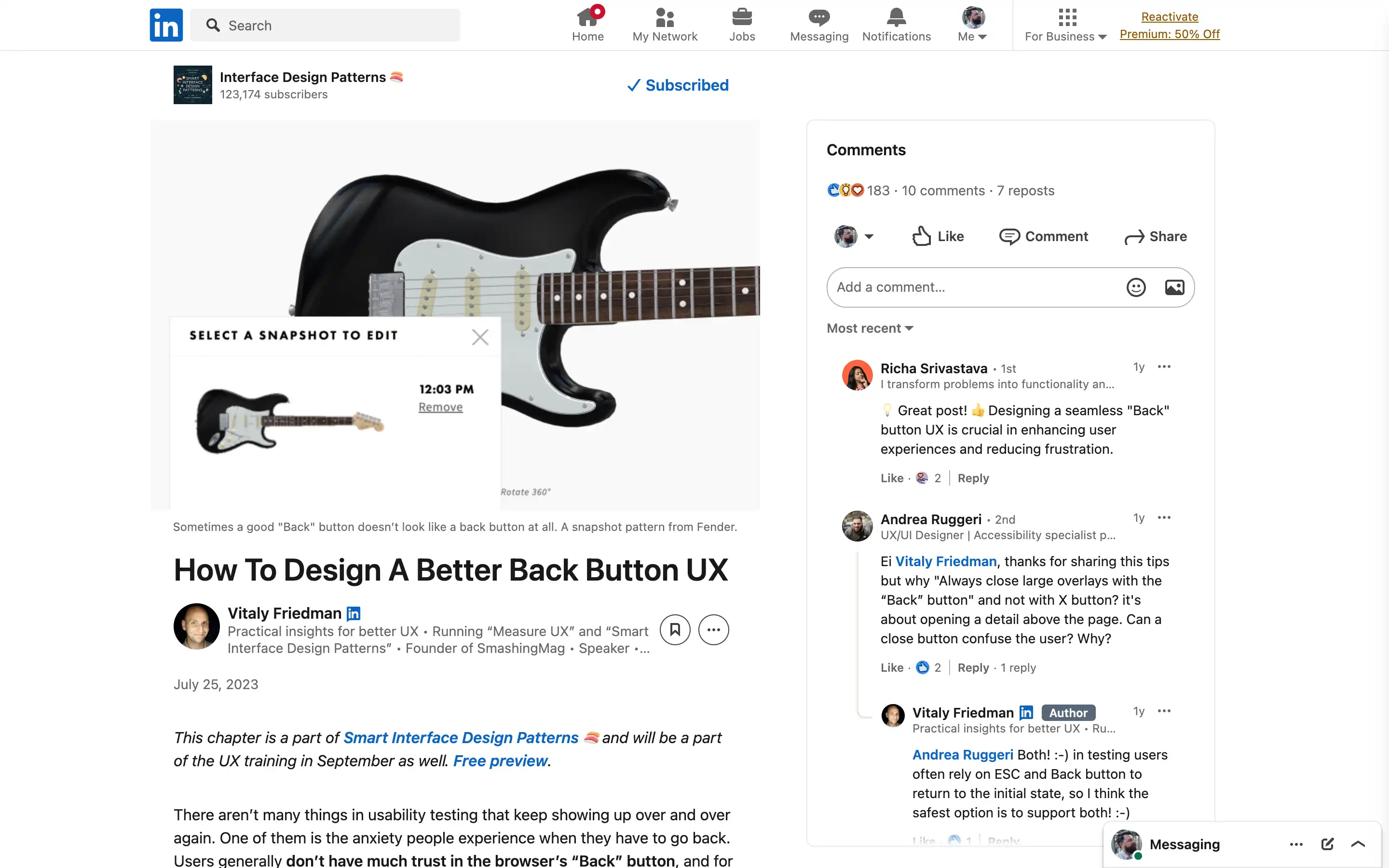 LinkedIn article on designing better back button UX.