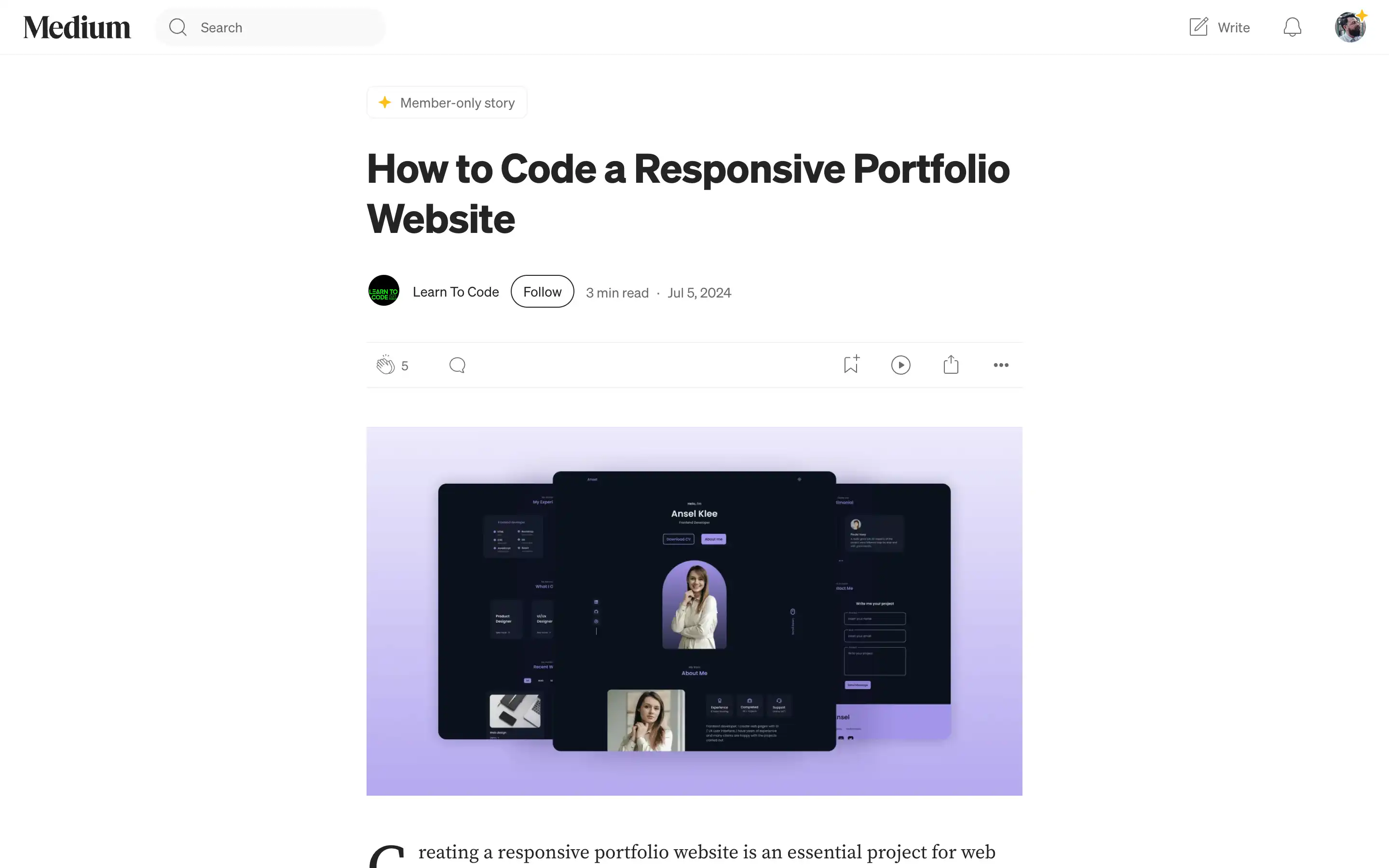 Responsive portfolio website coding tutorial on Medium