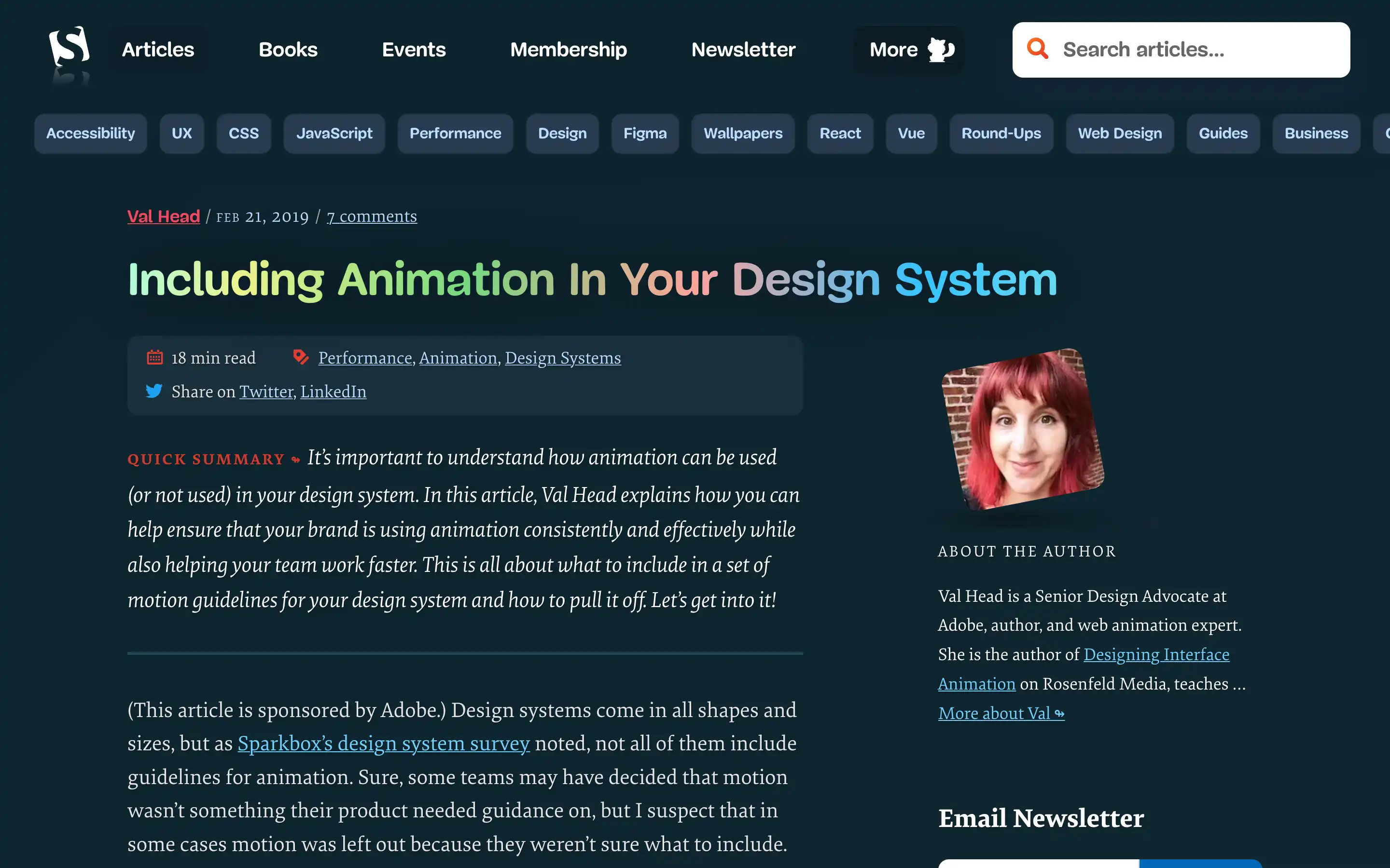 Website article on design system animation insights.