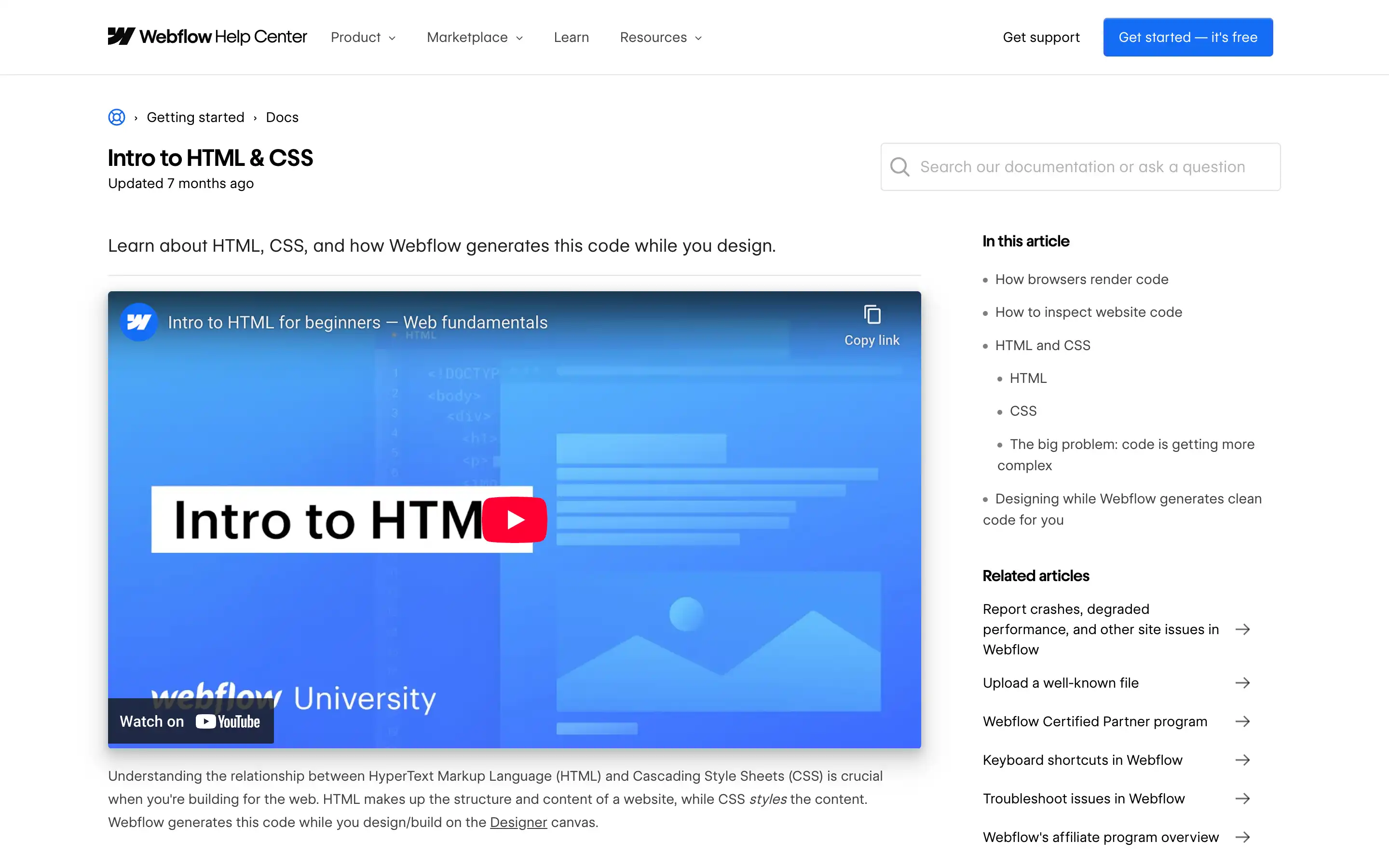 Intro to HTML CSS - Webflow University Documentation - Fountn