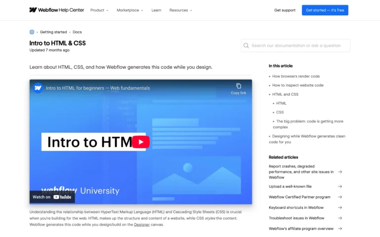 Intro to HTML CSS – Webflow University Documentation
