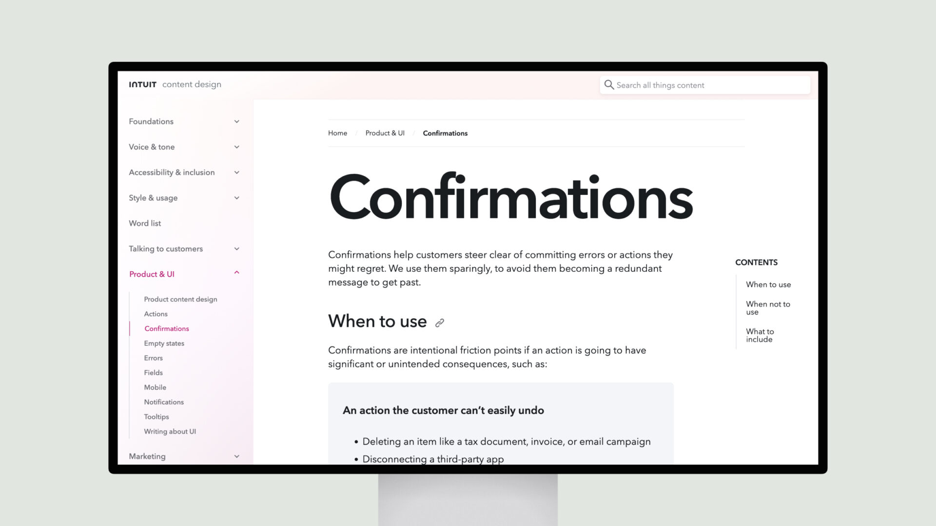 Intuit Content Design – Confirmations