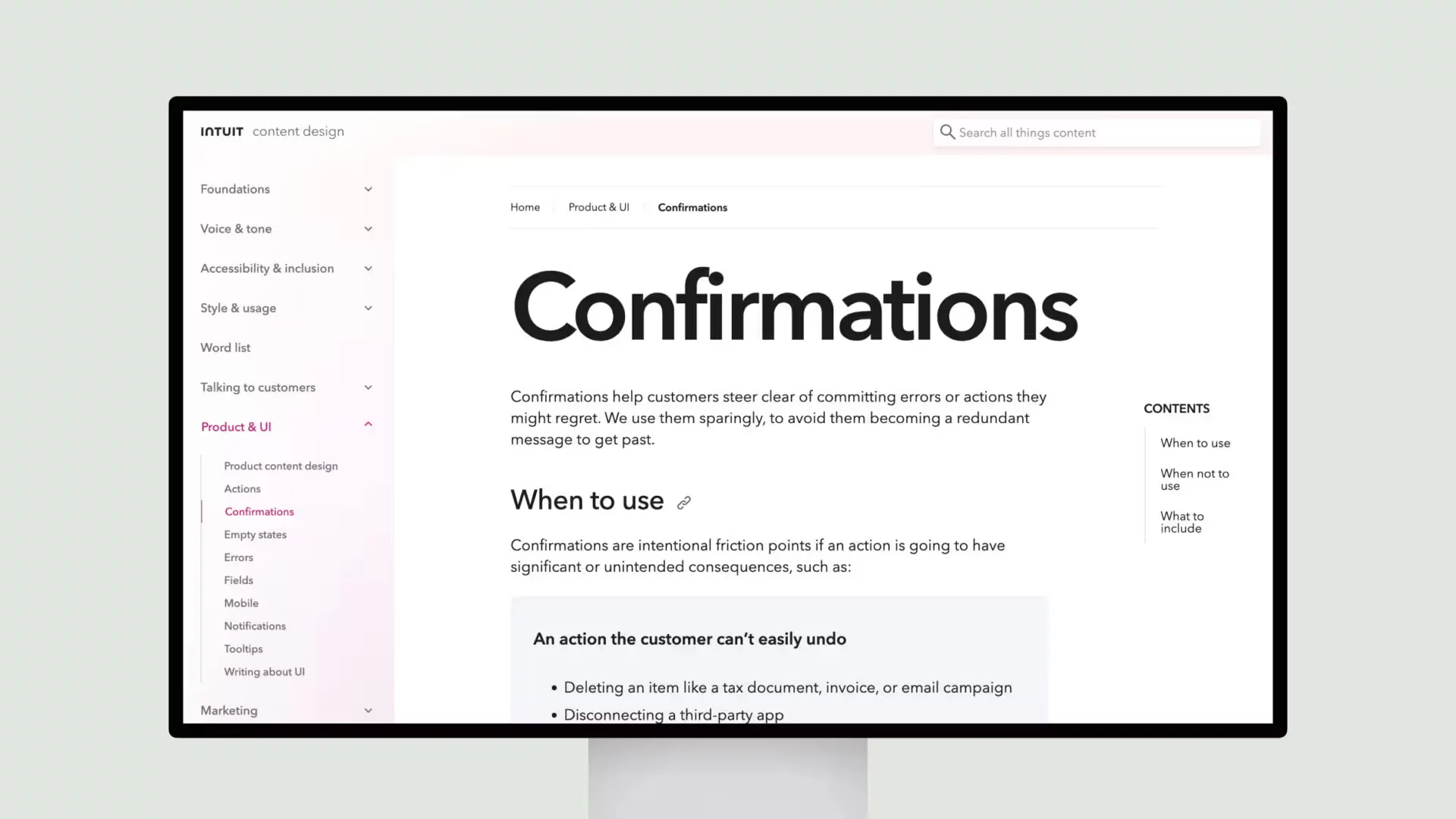 Intuit Content Design – Confirmations