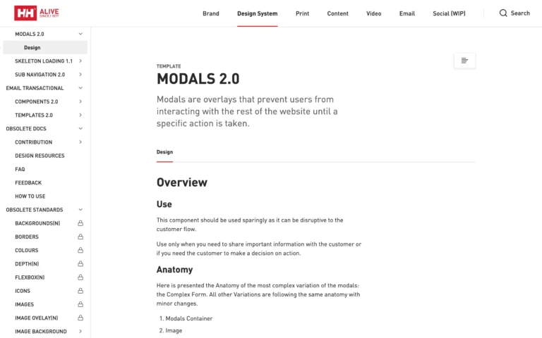 Helly Hansen Design Portal- Modals 2.0
