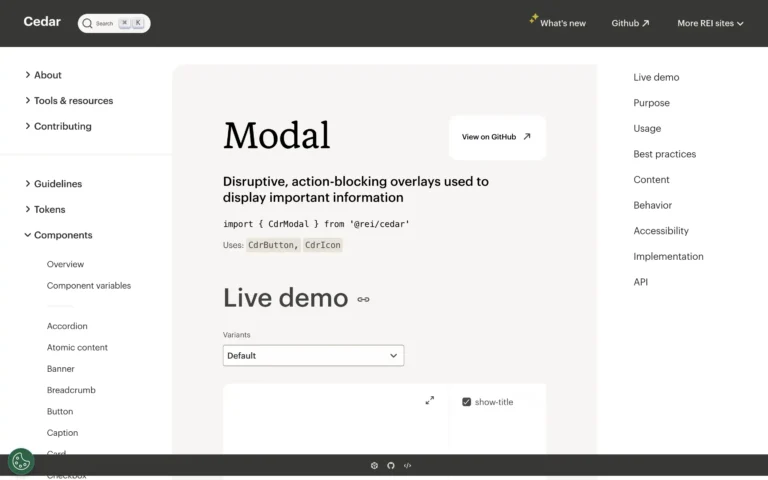 Cedar Design System – Modal