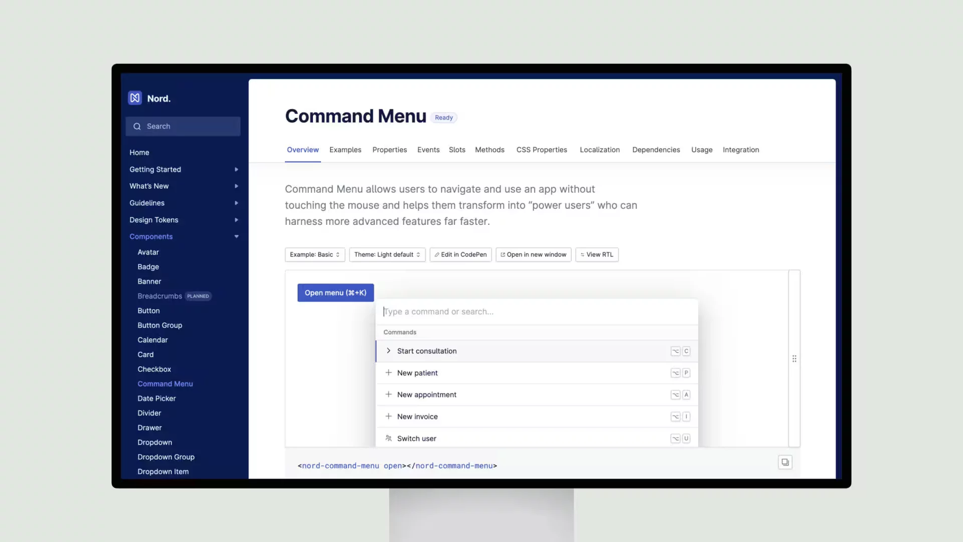 Nord Design System – Command Menu