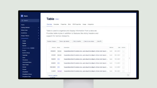 Nord Design System – Data Table