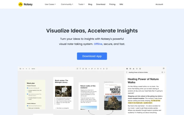 Noteey – A visual learning tool for making sense of complex thoughts & big idea