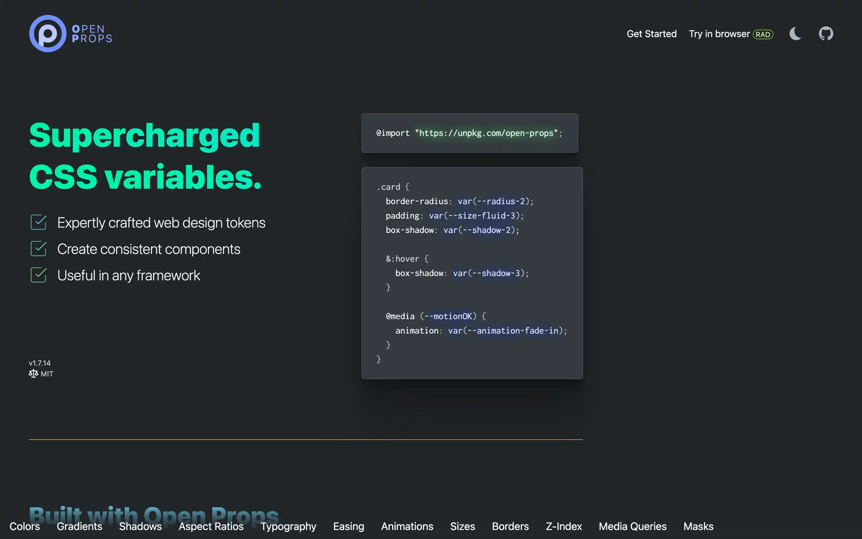 OpenProps CSS variables for consistent web design.